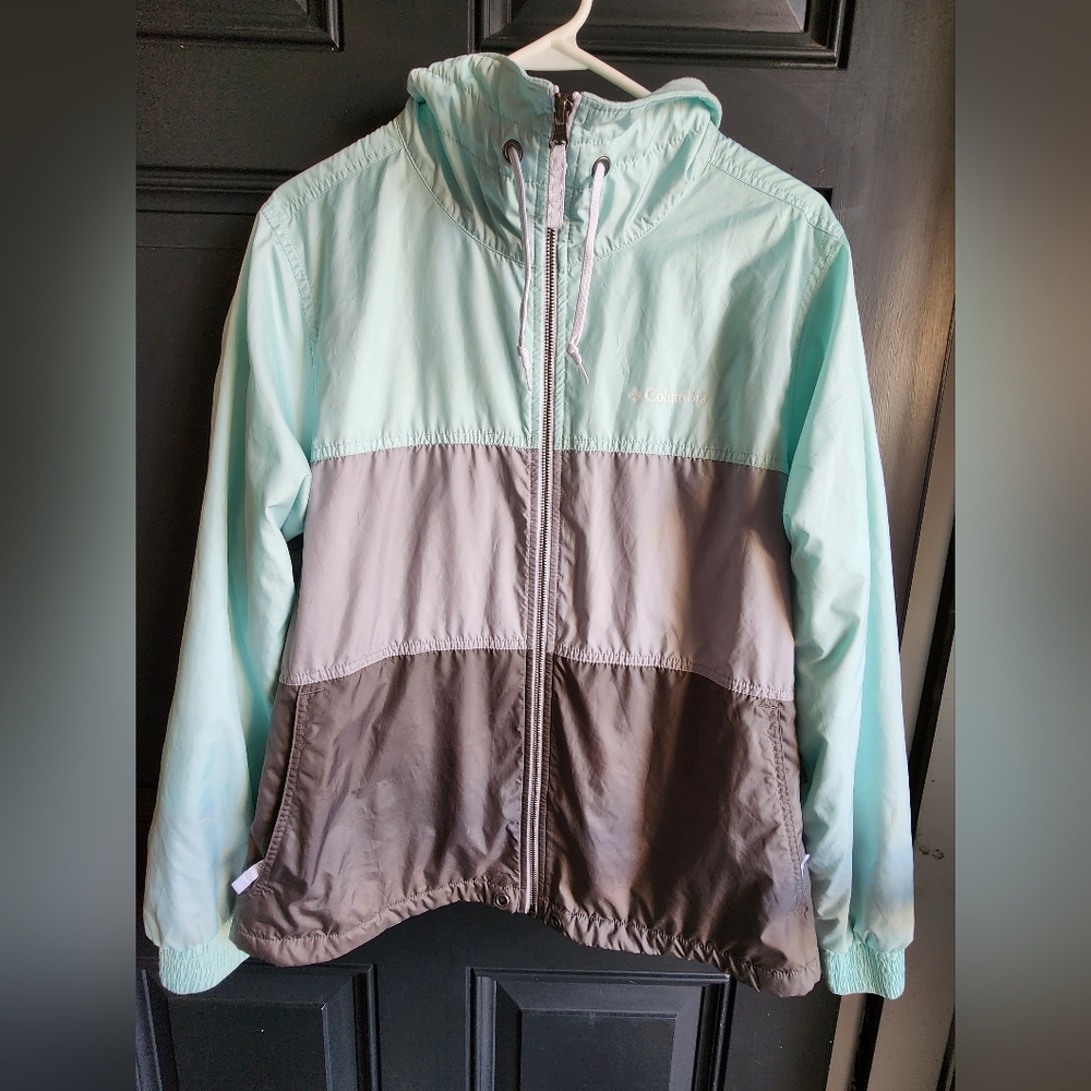 Columbia Women's Mint and Gray Raincoat